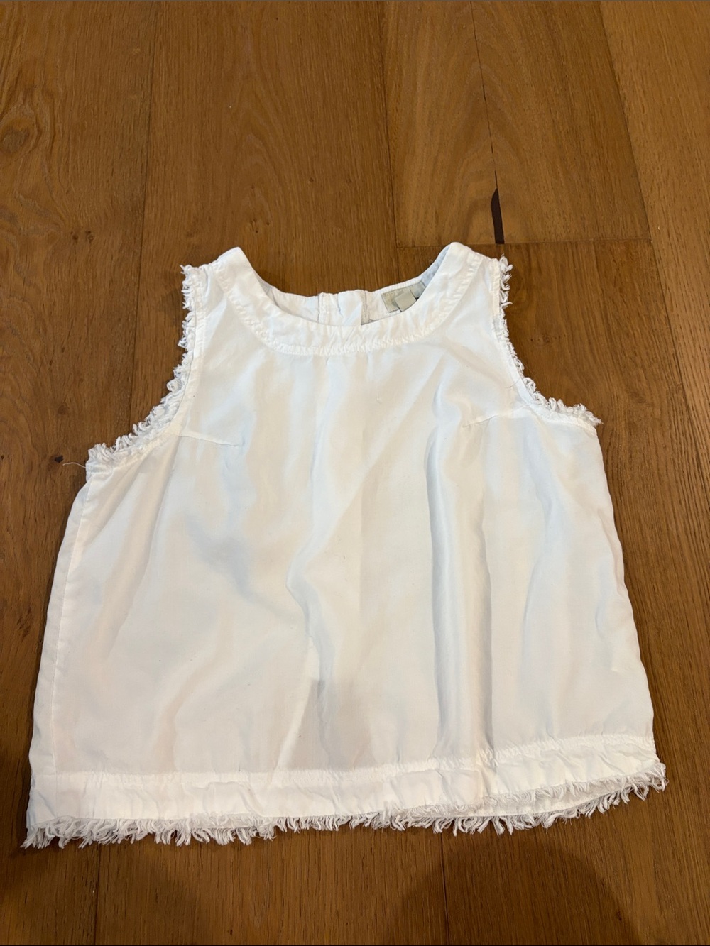 White Sleeveless Fringe Trim Top